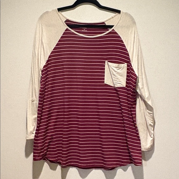 Market & Spruce - Joey Crew Neck Responsible Rayon Pocket Tee. XXL. Burgundy - Picture 5 of 11